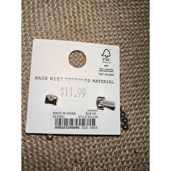 New Madewell Rhinestone Stud Earrings Express Green Silver Dangle $70 Bundle Lot - Picture 7 of 7